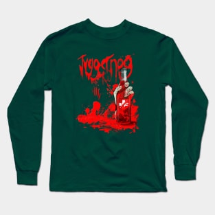 Zombie Hand Bloodied Juggernog on Leaf Green Long Sleeve T-Shirt